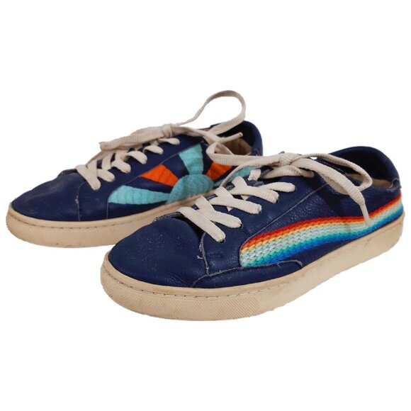 Soludos Ibiza Shine On Chill Out Platform Sneakers Sunshine Embroidered Leather - Picture 3 of 7